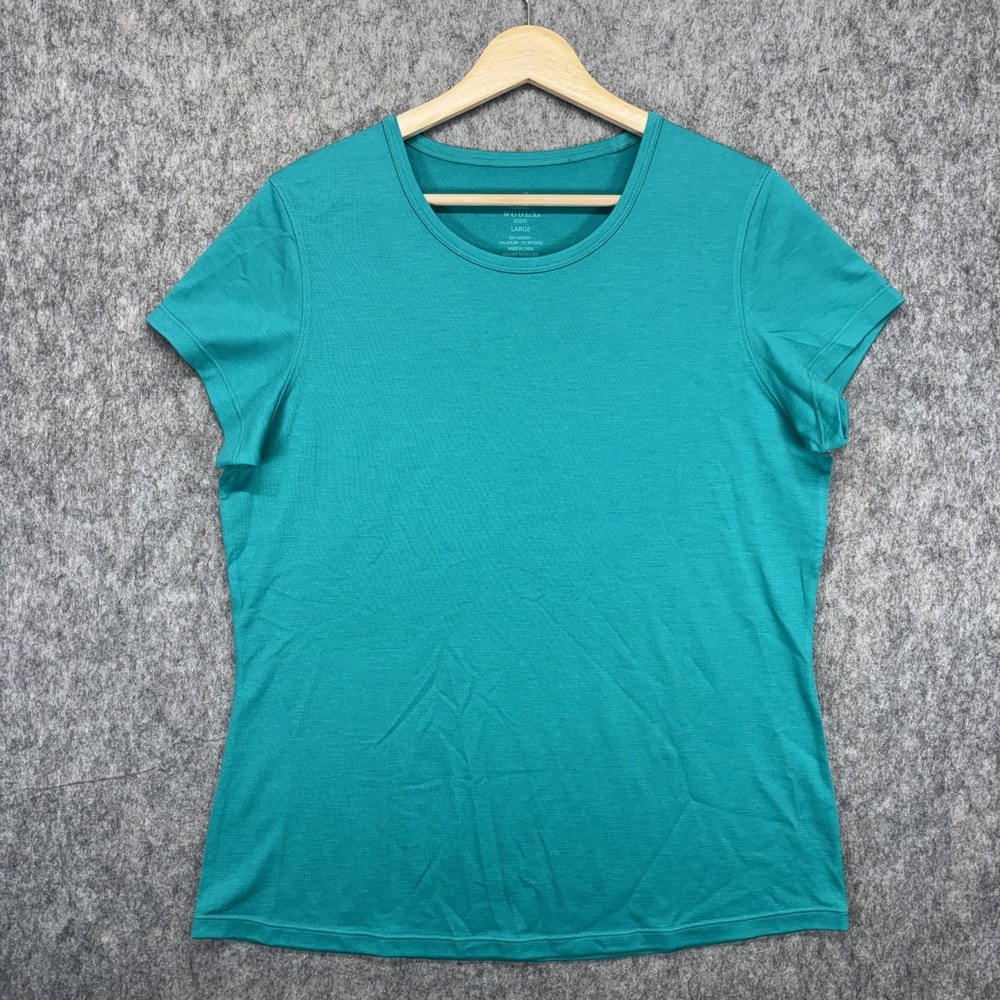 Woolx Addie Crew Neck Tee Merino Wool T-Shirt Women's Teal Blue Short Sleeve